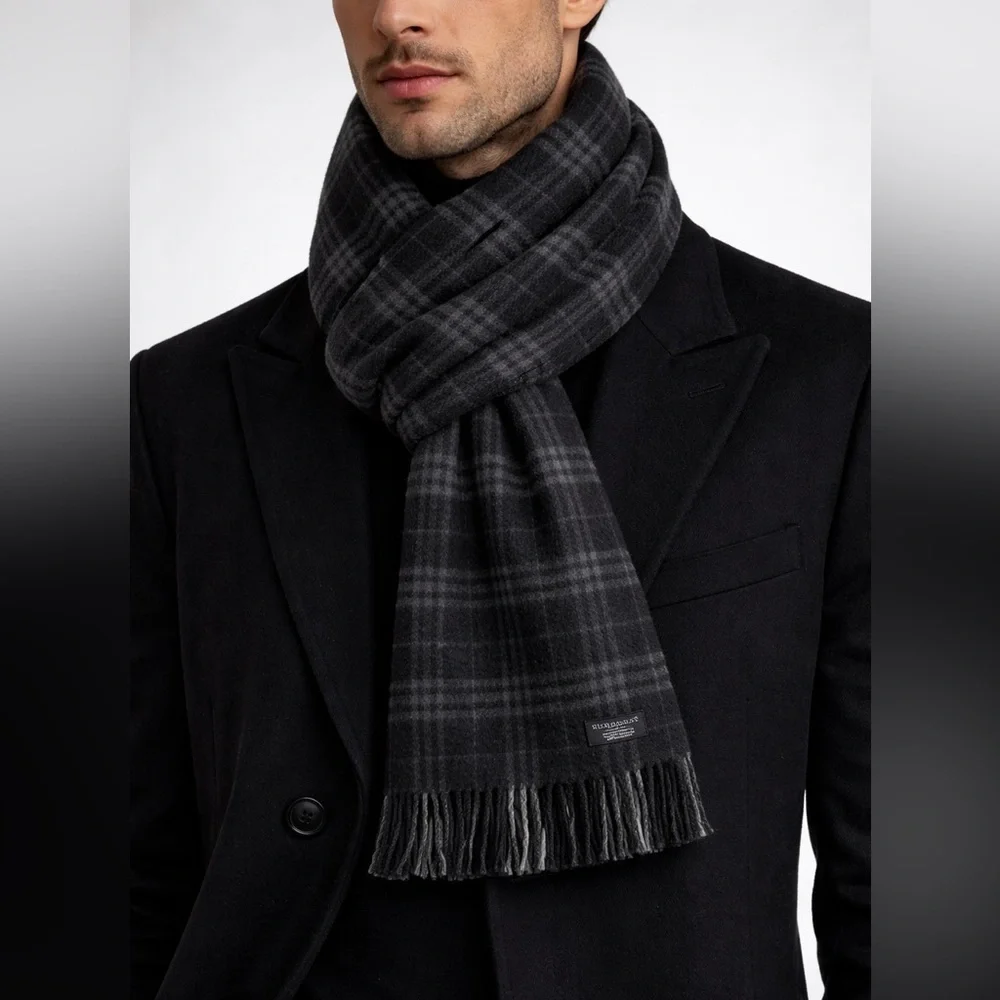 Burberry Scarf in Black and Charcoal Gray